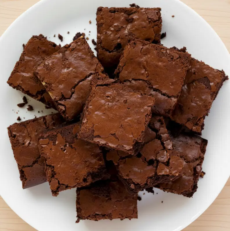 A plate full of chocolate brownies