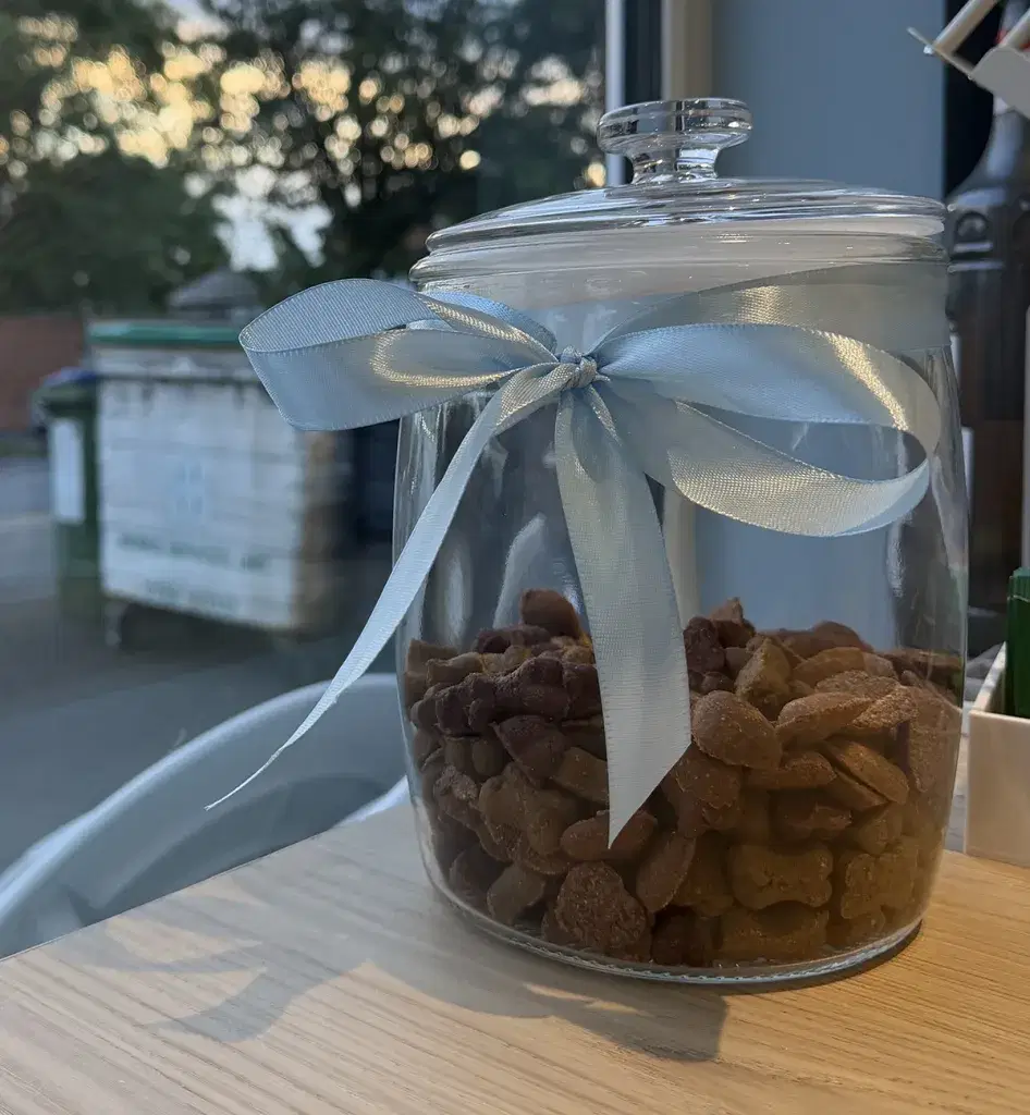 Dog treats in a glass jar