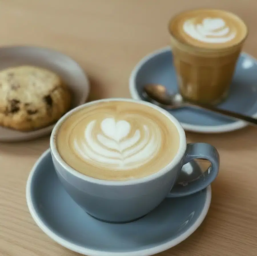 Barista coffee and a cookie